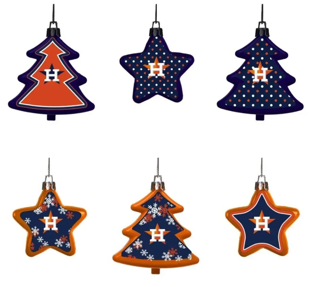 MLB Houston Astros Christmas Team Shatterproof Trees & Stars Ornaments - NEW